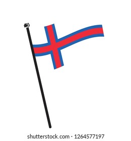 Isolated flag of Faroe Islands on a pole, Vector illustration - eps10