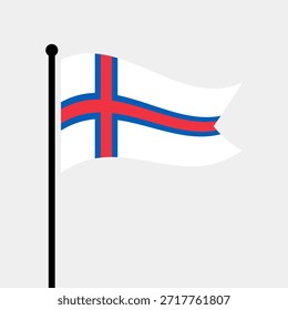 Ilustração isolada do vetor da bandeira das Ilhas Faroé. Bandeira das Ilhas Faroé. Bandeira das Ilhas Faroé.