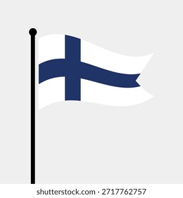 Isolierte Flagge von Finnland, Vektorgrafik. Die flatternde Finnlandflagge. Finnische Fahnenmast.