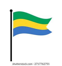 Ilustração isolada do vetor da bandeira do Gabão. Bandeira do Gabão. Bandeira do Gabão.