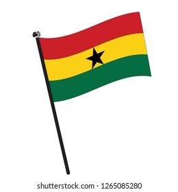 Isolated flag of Ghana on a pole, Vector illustration - eps10