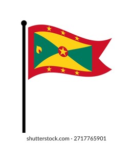 Bandeira isolada de Granada ilustração vetorial. Bandeira de Granada esvoaçante. Bandeira de Grenada.