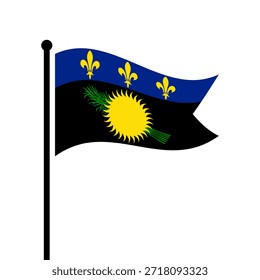 Bandeira isolada da ilustração do vetor de Guadalupe. Bandeira de Guadalupe. Bandeira de Guadalupe.