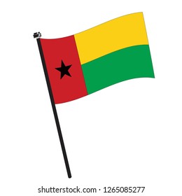 Isolated flag of GuinBissau on a pole, Vector illustration - eps10