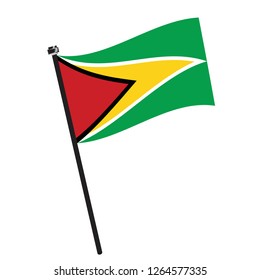 Isolated flag of Guyana on a pole, Vector illustration - eps10