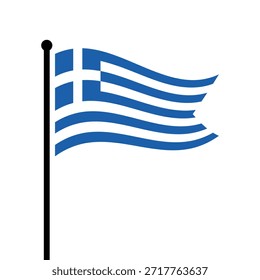 Bandeira isolada da ilustração vetorial da República Helênica. Bandeira da Grécia esvoaçante. Bandeira da Grécia.