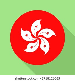 Isolated flag of Hong Kong. Button flag of Hong Kong Colorful background. Hong Kong circle flag vector illustration.