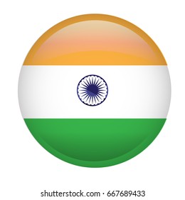Isolated flag of India on a button, Vector illustration