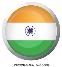 Isolated flag of India on a button, Vector illustration