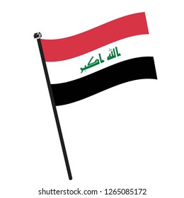 Isolated flag of Iraq on a pole, Vector illustration - eps10