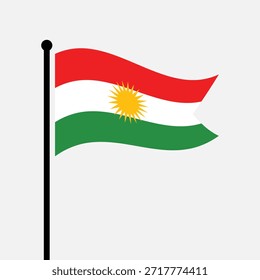 Bandeira isolada da ilustração vetorial do Curdistão Iraquiano. Bandeira do Curdistão Iraquiano. Bandeira do Curdistão iraquiano.