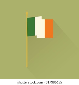 Isolated flag of ireland on a green background