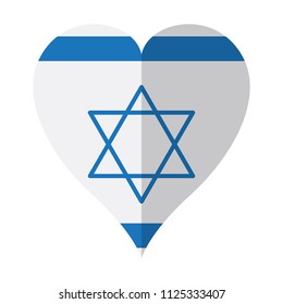 Isolated flag of Israel on a heart shape