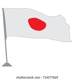 Isolated flag of Japan on a pole, Vector illustration