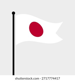 Ilustração isolada do vetor da bandeira do Japão. Bandeira do Japão esvoaçante. Bandeira do Japão.