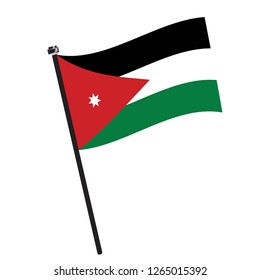 Isolated flag of Jordan on a pole, Vector illustration - eps10