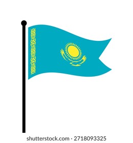 Ilustração isolada do vetor da bandeira do Cazaquistão. Bandeira do Cazaquistão saltitante. Bandeira do Cazaquistão.