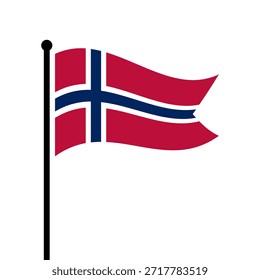 Bandeira isolada da ilustração vetorial do Reino da Noruega. Bandeira da Noruega. Bandeira da Noruega.