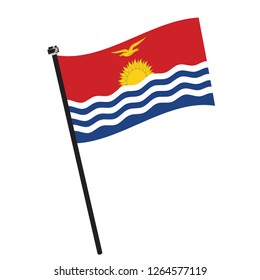 Isolated flag of Kiribati on a pole, Vector illustration - eps10