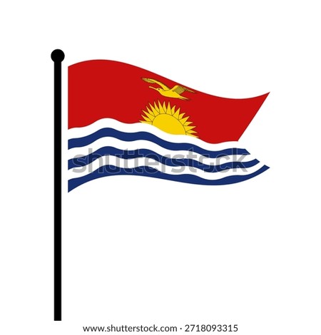 Isolated flag of Kiribati vector illustration. Fluttering Kiribati flag. Kiribati flagpole flag.