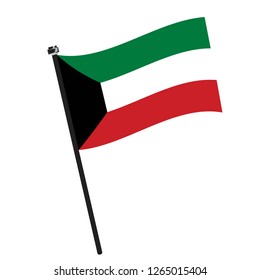 Isolated flag of Kuwait on a pole, Vector illustration - eps10