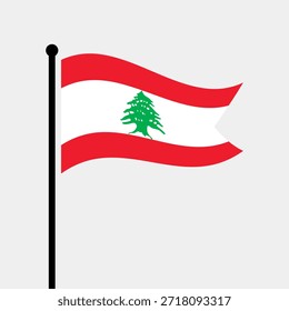 Bandeira isolada do Líbano ilustração vetorial. Bandeira do Líbano esvoaçante. Bandeira do Líbano.