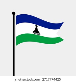 Bandera aislada de la Ilustración vectorial de Lesoto. Agitando la bandera de Lesoto. Bandera del asta de la bandera del Reino de Lesoto.