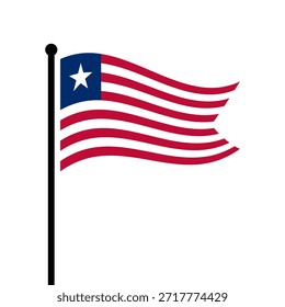 Ilustração isolada do vetor da Libéria. Bandeira da Libéria. Bandeira da Libéria.