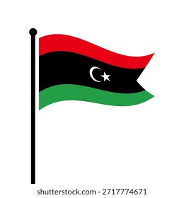 Bandeira isolada da ilustração do vetor Líbia. Bandeira da Líbia esvoaçante. Estado de bandeira da Líbia.
