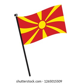 Isolated flag of Macedonia on a pole, Vector illustration - eps10