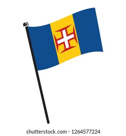 Isolated flag of Madeira on a pole, Vector illustration - eps10