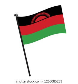 Isolated flag of Malawi on a pole, Vector illustration - eps10