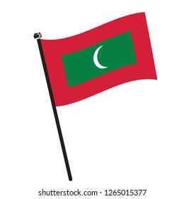 Isolated flag of Maldives on a pole, Vector illustration - eps10