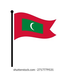 Bandeira isolada da ilustração vetorial das Maldivas. Bandeira das Maldivas esvoaçante. Bandeira da República das Maldivas.