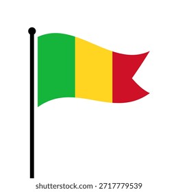 Bandeira isolada da ilustração vetorial do Mali. Bandeira do Mali esvoaçante. Bandeira do Mali.