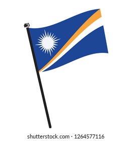 Isolated flag of Marshall Islands on a pole, Vector illustration - eps10