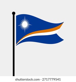 Isolated flag of Marshall Islands vector illustration. Fluttering Marshall Islands flag. The Republic of the Marshall Islands flagpole flag.
