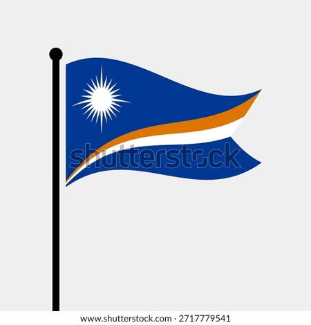 Isolated flag of Marshall Islands vector illustration. Fluttering Marshall Islands flag. The Republic of the Marshall Islands flagpole flag.