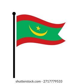 Ilustração isolada da bandeira da Mauritânia. Bandeira da Mauritânia. Bandeira da República Islâmica da Mauritânia.