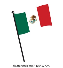 Isolated flag of Mexico on a pole, Vector illustration - eps10