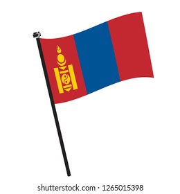 Isolated flag of Mongolian on a pole, Vector illustration - eps10
