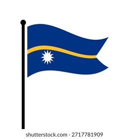 Bandera aislada de la Ilustración vectorial de Nauru. Aleteo de la bandera de Nauru. Bandera del asta de la bandera de la República de Nauru.