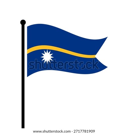 Isolated flag of Nauru vector illustration. Fluttering Nauru flag. The Republic of Nauru flagpole flag.