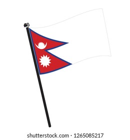 Isolated flag of Nepal on a pole, Vector illustration - eps10