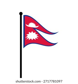 Ilustração isolada do vetor da bandeira do Nepal. Bandeira do Nepal esvoaçante. Bandeira da República Democrática Federal do Nepal.