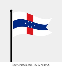 Bandera aislada de la Ilustración vectorial de las Antillas Neerlandesas. Bandera de las Antillas Neerlandesas. Bandera de asta de las Antillas Neerlandesas.