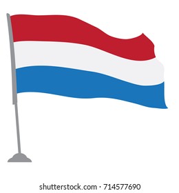 Isolated flag of the Netherlands on a pole, Vector illustration