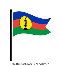 Bandeira isolada da ilustração vetorial da Nova Caledônia. Bandeira da Nova Caledônia. Bandeira da Nova Caledônia francesa.