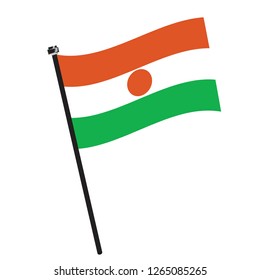 Isolated flag of Niger on a pole, Vector illustration - eps10