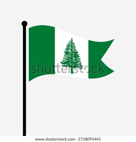 Isolated flag of Norfolk Island vector illustration. Fluttering Norfolk Island flag. Norfolk Island flagpole flag.